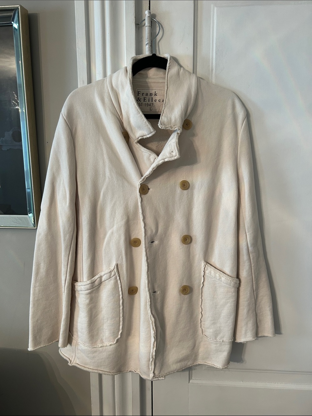 Frank & Eileen WomensDouble-Breasted Cream Pea Coat NWOT